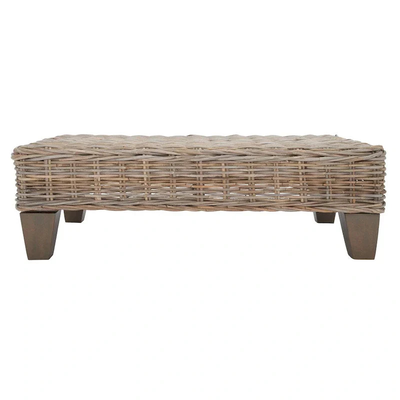 SAFAVIEH Caron Natural Wicker Bench - Washed Finish - Dimensions: 41"W x 28"D x 12"H
