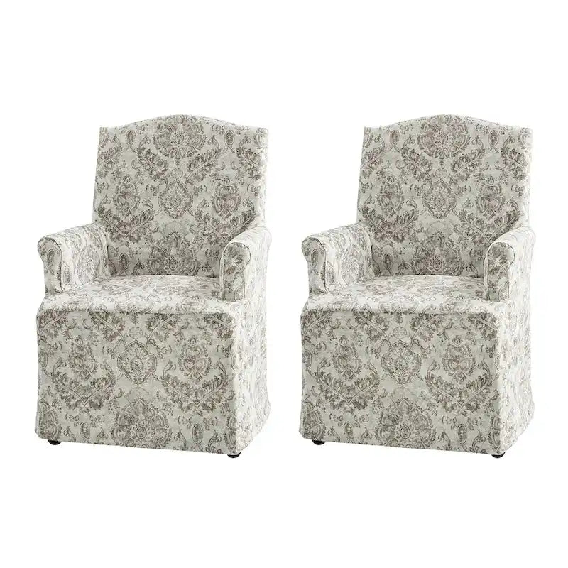 Set of 2 Alethea Upholstered Dining Chairs with Slipcovers and Solid Wood Legs by HULALA HOME