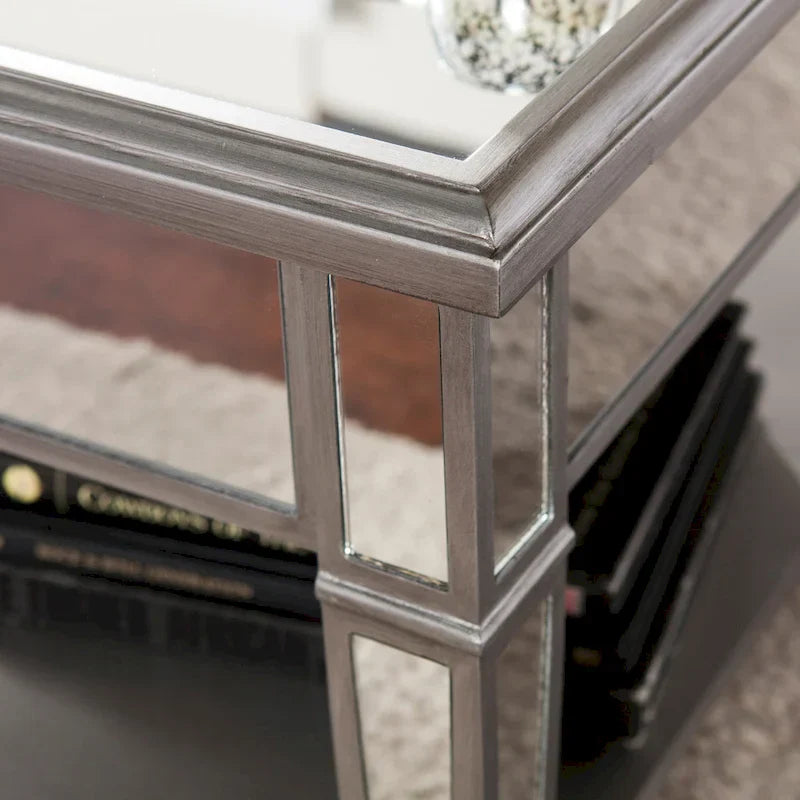 SEI Furniture Wheaton Square Coffee Table with Shelf and Mirror Finish