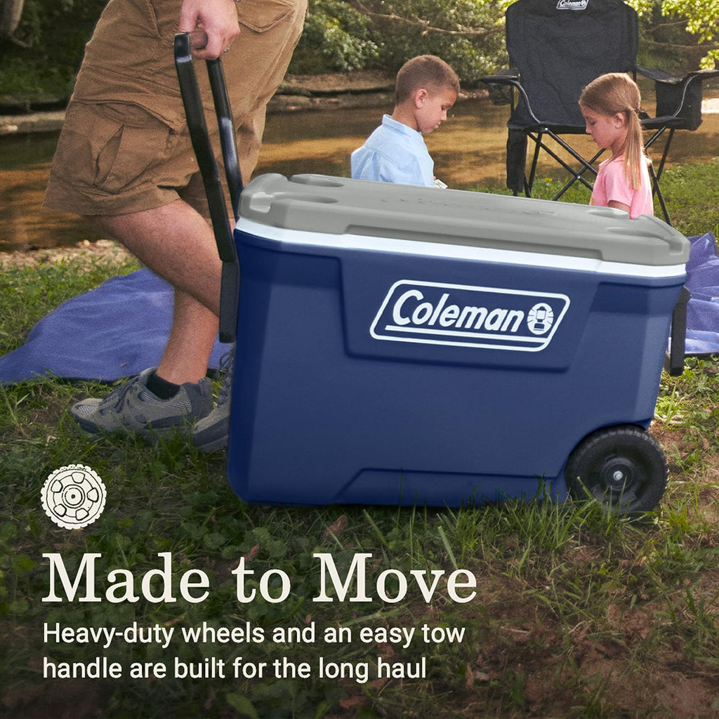 Coleman Classic Series Insulated Portable Wheeled Cooler, Leak-Resistant Outdoor Hard Cooler Keeps Ice up to 5 Days, 100-Quart