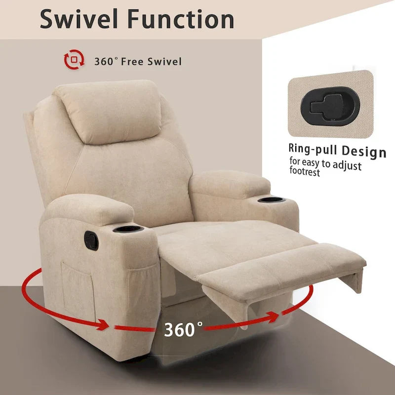 Homall Swivel Fabric Massage Recliner Chair for Living Room