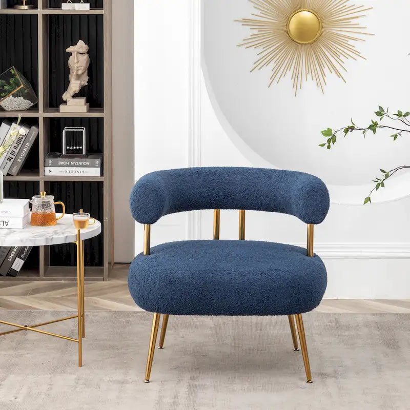 SEYNAR Contemporary Glam Upholstered Open-Back Accent Chair with Gold Legs