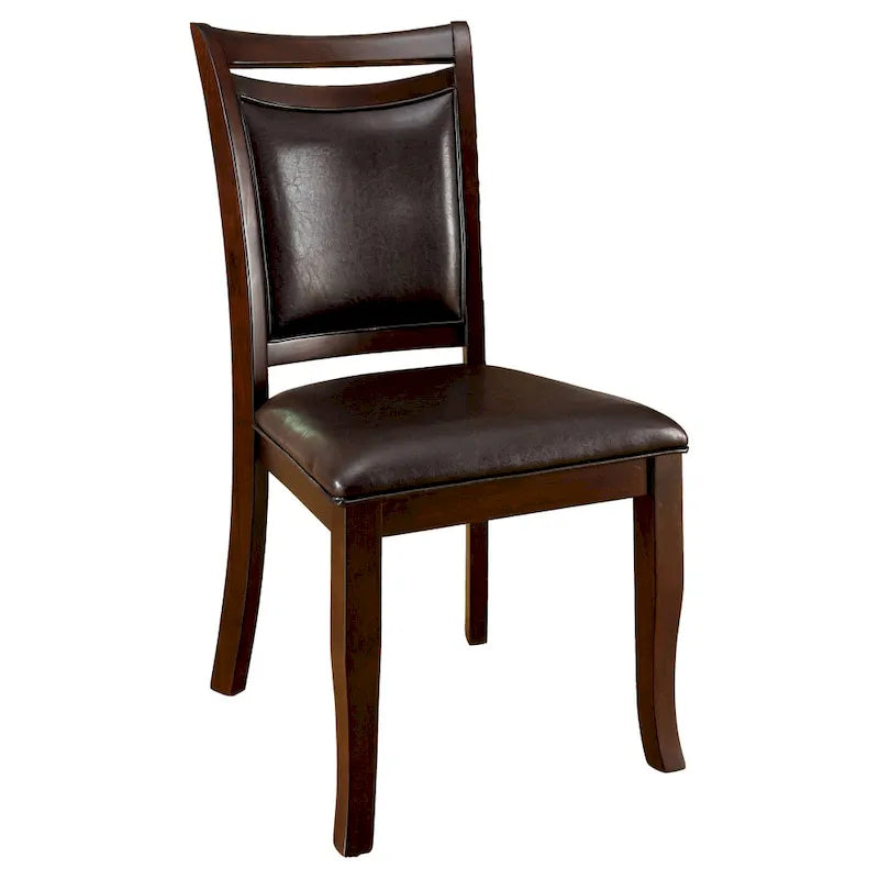 Set of 2 Zita Modern Classic Espresso Leather Dining Chairs by Furniture of America