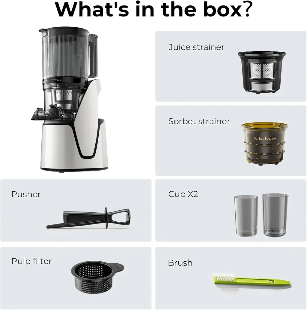EanOruus Juicer Machines, 3 in 1 Cold Press Juicer with Extra Large Chute 100 oz Large Capacity