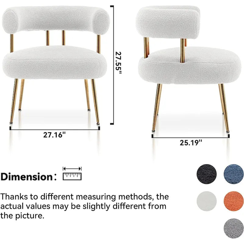 SEYNAR Contemporary Glam Upholstered Open-Back Accent Chair with Gold Legs