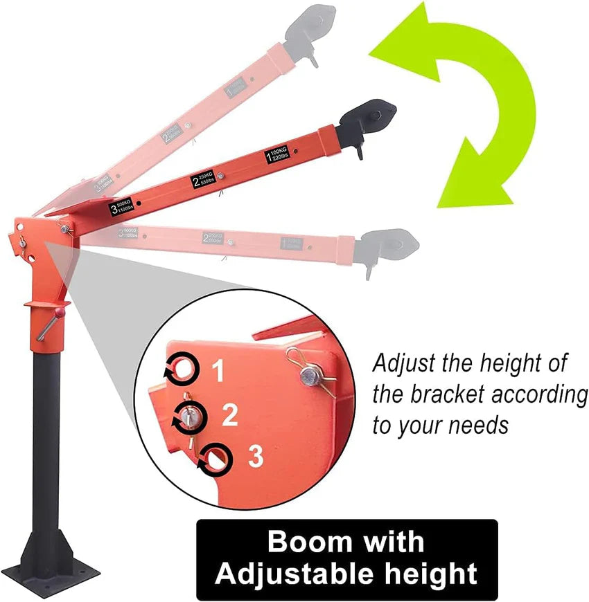 Pismire Winch Versatile 0.5T Folding Truck-Mounted Bed Crane Hoist Lift Pickup with Electric Winch 3500 lb 12V, Painted Steel 1100 lb Pickup 360° Swivel Base