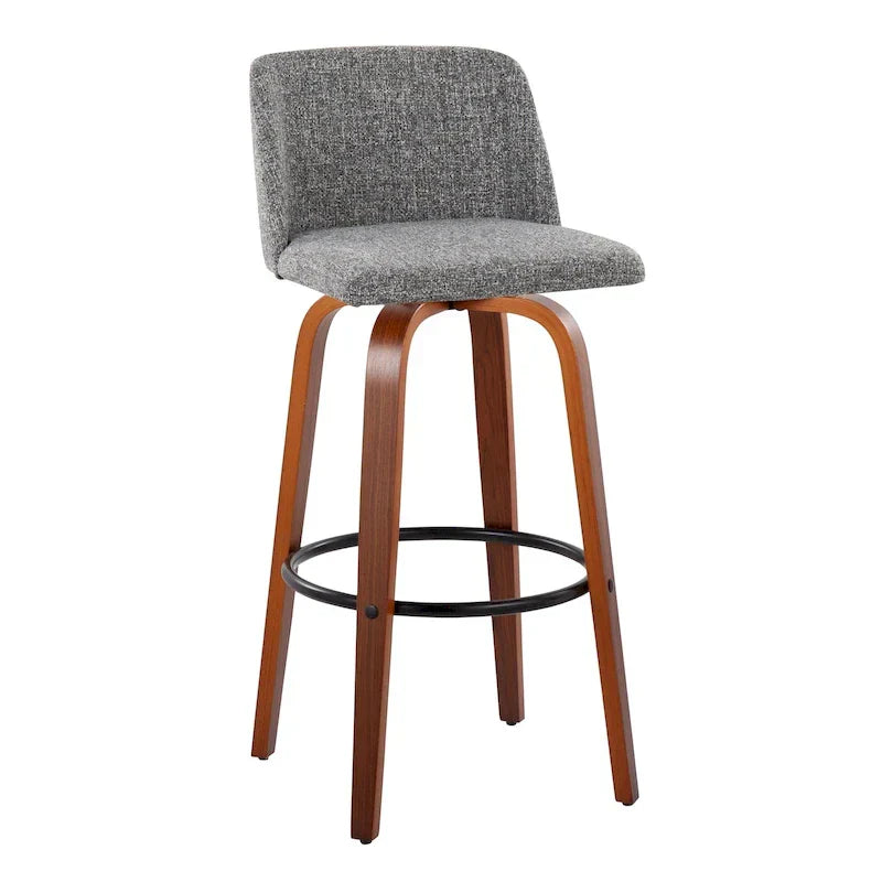 Set of 2 Carson Carrington Vallberga 30-Inch Fixed-Height Bar Stools with Walnut Wood Base