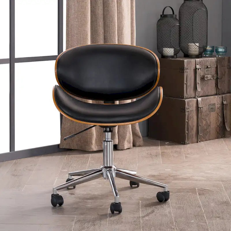 Mid-Century Modern Adjustable Office Chair with Swivel & Casters