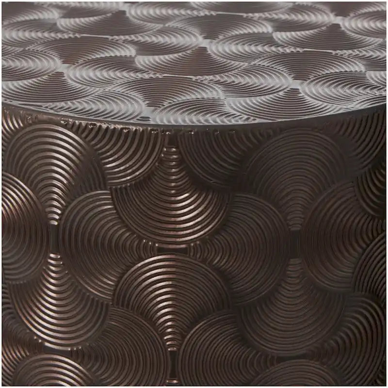 Set of 4 Brown Metal Abstract Tall Slim Pedestal Tables with Grooved Shell or Hammered Finish - Roche River Decor