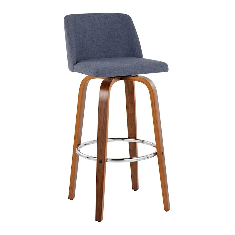 Set of 2 Carson Carrington Vallberga 30-Inch Fixed-Height Bar Stools with Walnut Wood Base