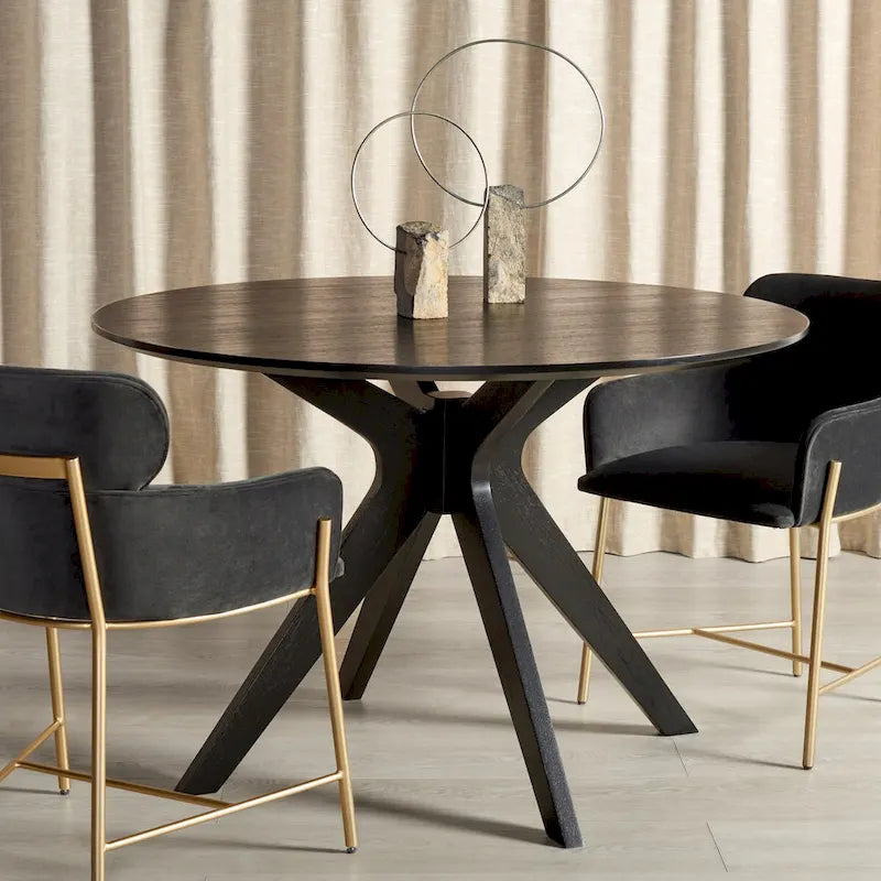 SAFAVIEH Couture Meiko 46-Inch Round Dining Table - Dimensions: 46" W x 46" D x 30" H