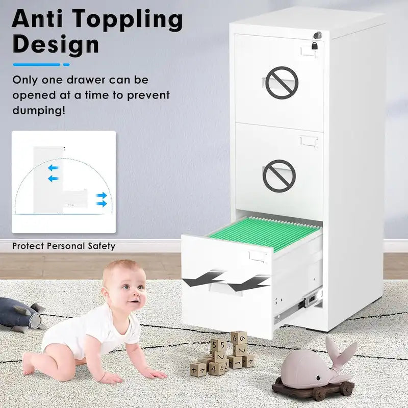 Metal Locking File Cabinet with 3 Drawers for Home Office