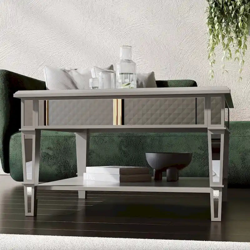 SEI Furniture Wheaton Square Coffee Table with Shelf and Mirror Finish
