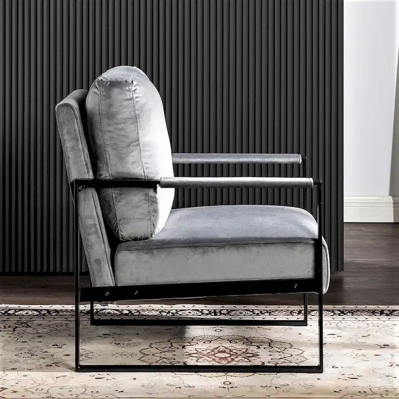 Hosam 25.4 Velvet Upholstered Chair with Metal Arms