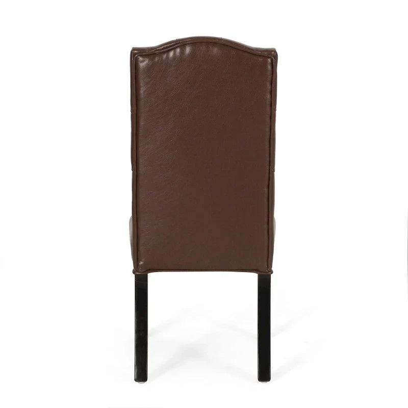 Set of 2 Harriet Modern Tufted Faux Leather Dining Chairs by Christopher Knight Home - Dimensions: 21.5" L x 25.75" W x 41.5" H