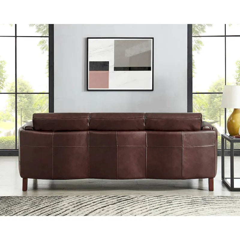 Hydeline Maui Premium Top Grain Leather Sofa with Feather, Memory Foam, and Spring Support