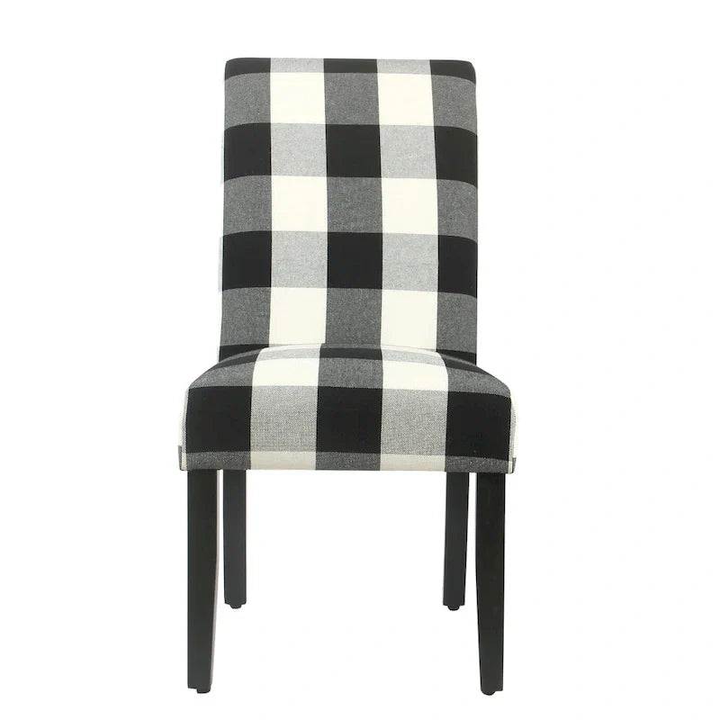Set of 2 HomePop Black Plaid Parsons Dining Chairs