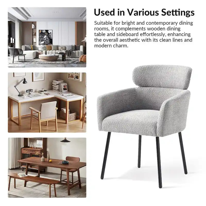 Set of 4 Amos Modern Boucle Dining Chairs with Adjustable Feet by HULALA HOME