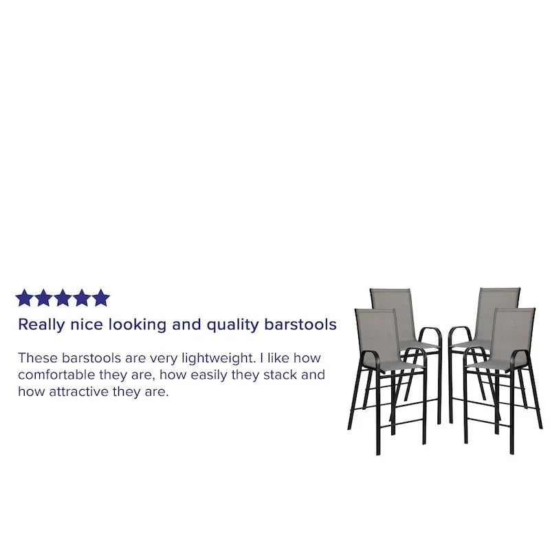 Set of 4 Outdoor Barstools with Flexible Comfort Material - Patio Seating