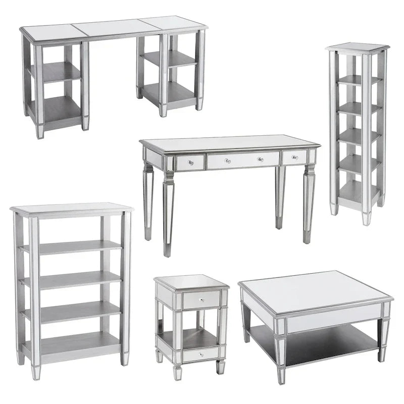 SEI Furniture Wheaton Square Coffee Table with Shelf and Mirror Finish
