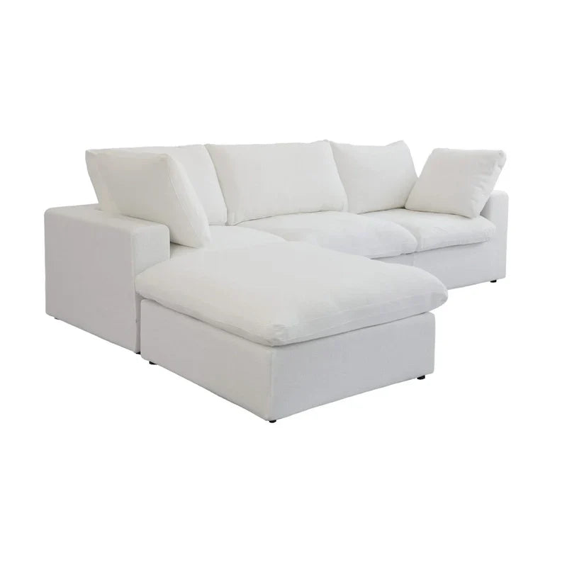 Sectional Couch with L-Shaped Design and Linen Upholstery, Featuring Multiple Cushions