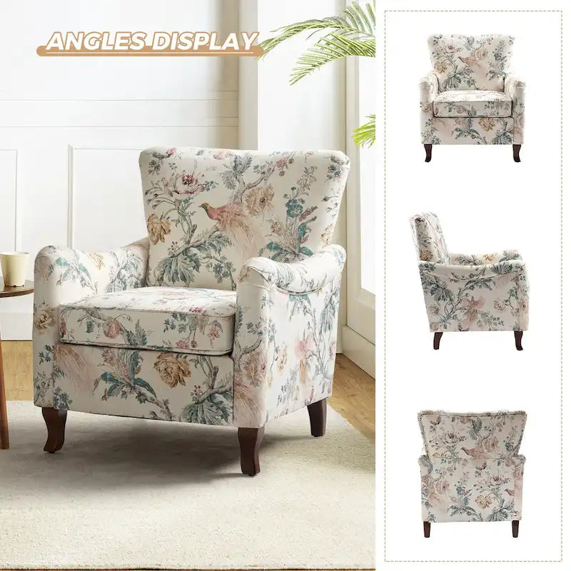 HULALA HOME Samouel Contemporary Floral Wingback Armchair