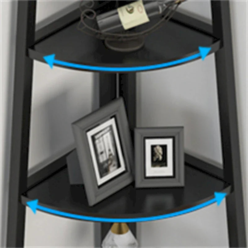 Rustic Brown 5-Tier Corner Shelf Storage Tower for Bathroom