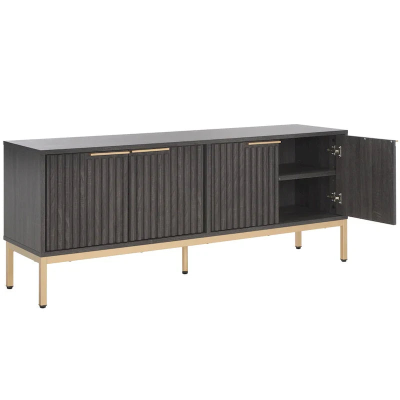 SAFAVIEH Deandra 4-Door Media Stand for Entertainment - Accommodates Up to 65-Inch Flat Screen TV - Dimensions: 60.8" W x 17.7" D x 24.6" H