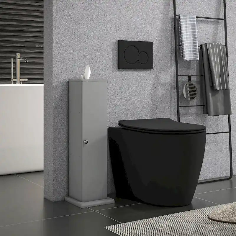 HOMCOM Compact Toilet Paper Cabinet - Corner Floor Storage Organizer with Doors and Shelves for Small Bathrooms