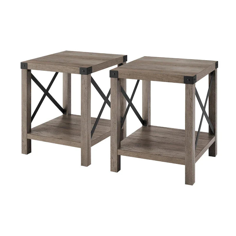 Set of 2 Middlebrook Kujawa 18-Inch X-Side Accent Tables