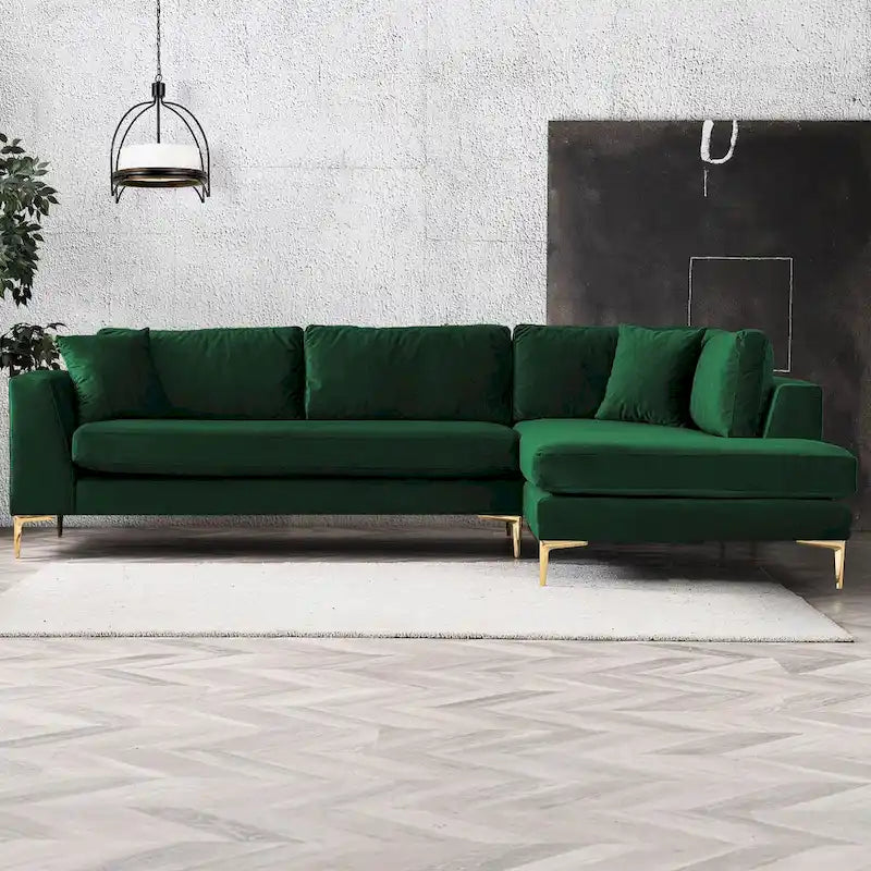 Mae Velvet Corner Sectional Sofa in Mid-Century Modern Style