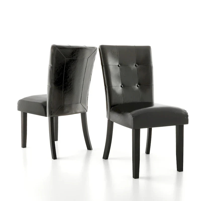 Lerc Modern Espresso Faux Leather Tufted Side Chairs by Furniture of America (Set of 2)
