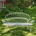 Garden Bench with Curved Back  Paris 1968  in Antique White - 34.96 x21.65 x38.58