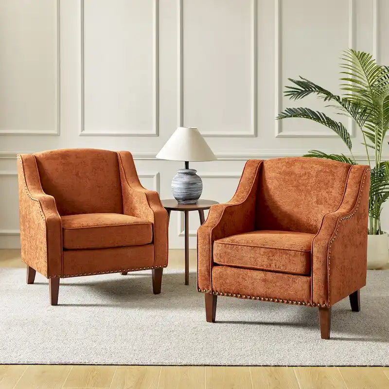 Set of 2 Lucretius Armchairs with Nailhead Trim by HULALA HOME
