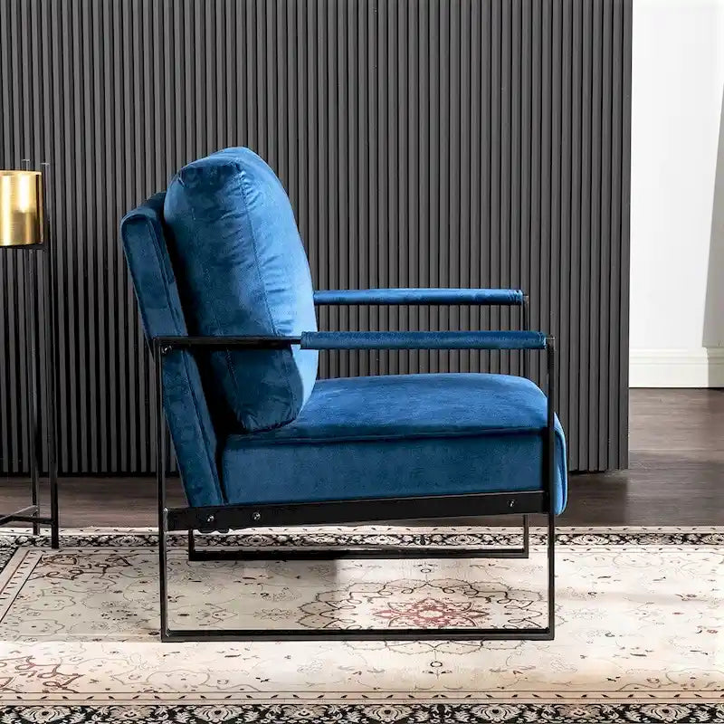 Hosam 25.4 Velvet Upholstered Chair with Metal Arms