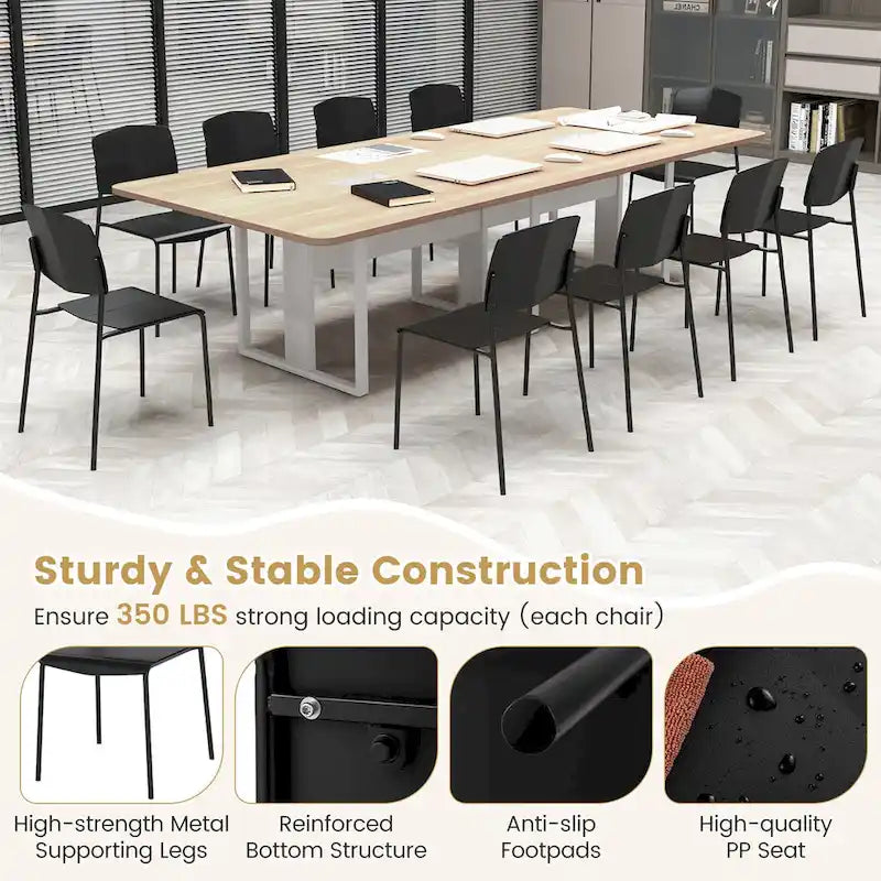 Set of 4 Stackable Dining Chairs with Ergonomic Backrest and Spacious Seat by Gymax