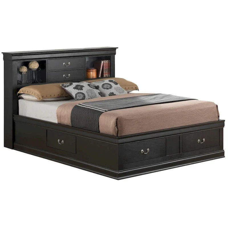 Louis Philippe Queen Platform Bed with Storage
