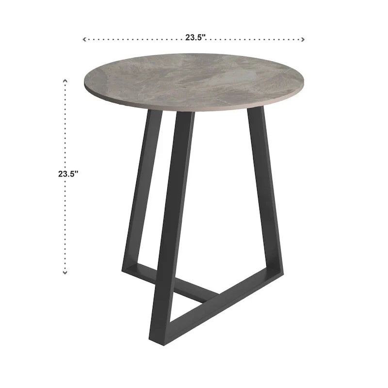 iNSPIRE Q Modern Jurmala Glossy Sintered Stone Tables with Grey Metal Base