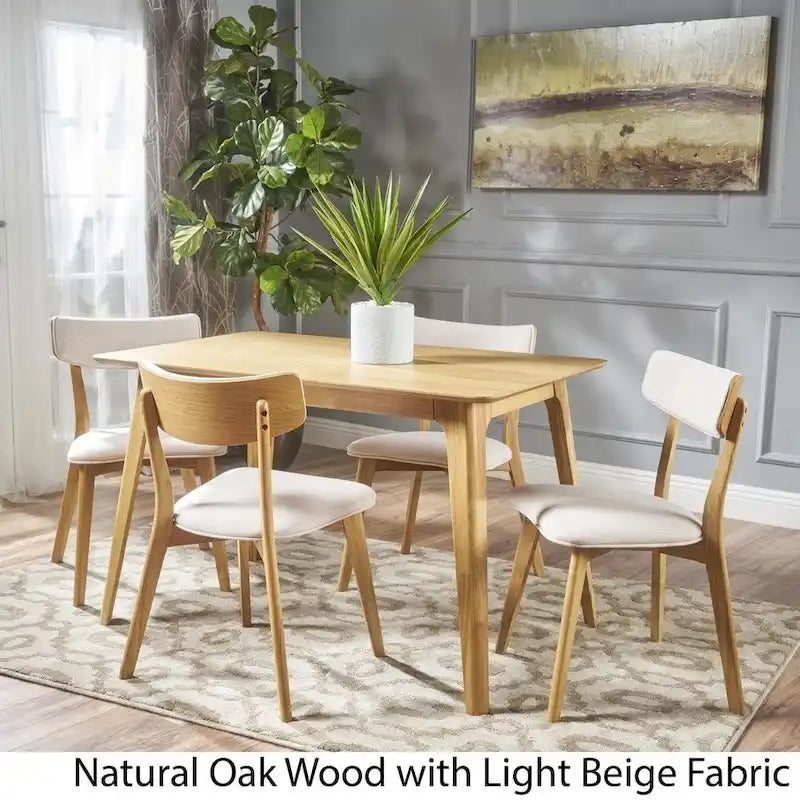 Megann Mid-Century 5-Piece Rectangular Wood Dining Set by Christopher Knight Home