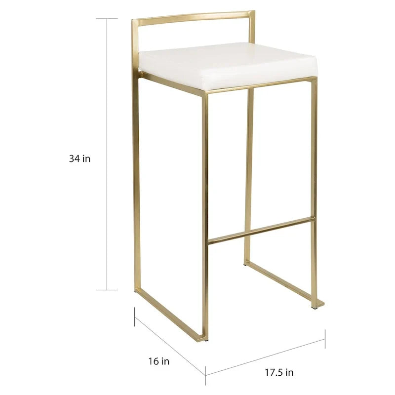 Set of 2 Stackable Gold Bar Stools with Silver Orchid Forest Finish