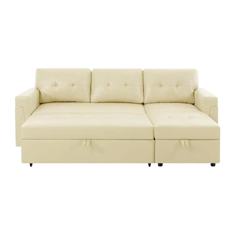 Convertible Reversible Sectional Sofa with Pull-Out Sleeper Bed, Hidden Storage Chaise, and Durable Legs