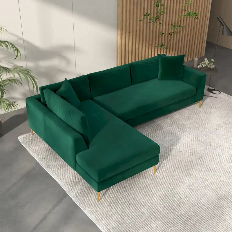 Mae Velvet Corner Sectional Sofa in Mid-Century Modern Style