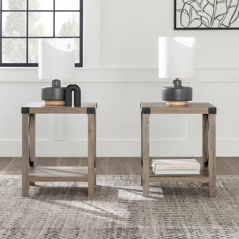 Set of 2 Middlebrook Kujawa 18-Inch X-Side Accent Tables