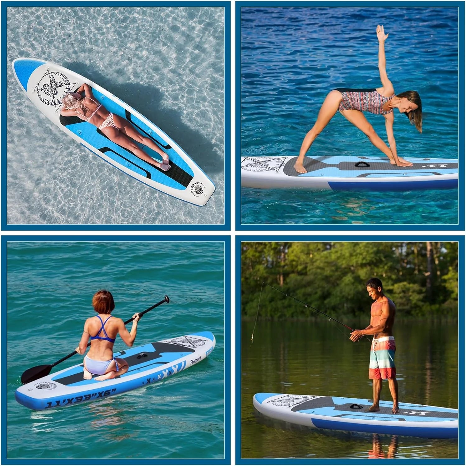 Premium Stand Up Paddle Board Yoga Board with Durable SUP Accessories & Carry Bag | Wide Stance Surf Control Non-Slip Deck Leash Paddle and Pump for Youth & Adult