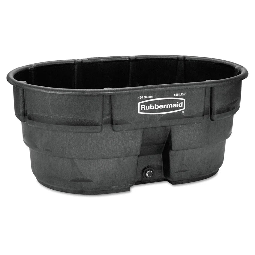 2025 Rubbermaid FG424500BLA Stock Tank, 150 Gal Capacity, Plastic, Black