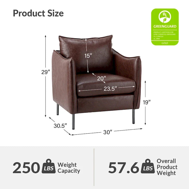 Set of 2 Jaime Modern Vegan Leather Accent Chairs with Metal Legs by HULALA HOME