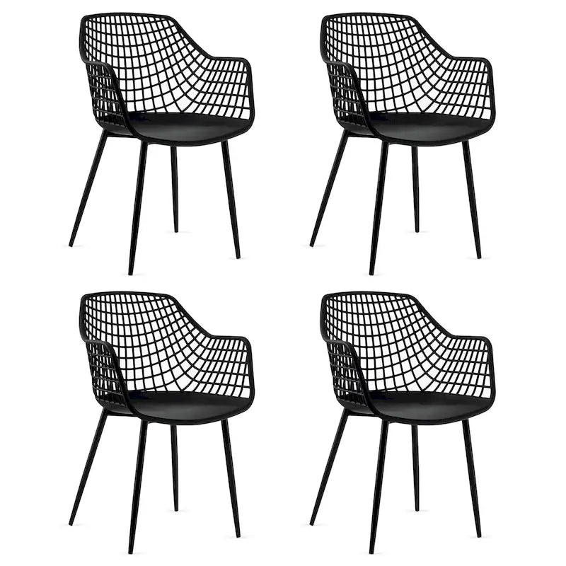 Set of 4 Modern Plastic Shell Dining Chairs with Metal Legs by Costway