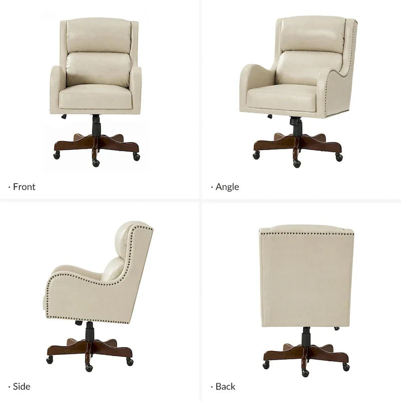 HULALA HOME Pete Adjustable Height Faux Leather Swivel Executive Chair with Tilt Mechanism