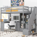 Loft Bed with Desk Storage Drawers Shelves and Staircase