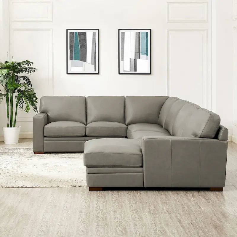 Hydeline Dillon Right-Facing Sectional Sofa with Chaise in Top Grain Leather